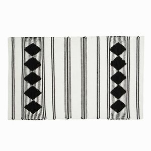 Caravan Diamond Woven Area Rug Black White 21 x 34 NEW NIP NICE